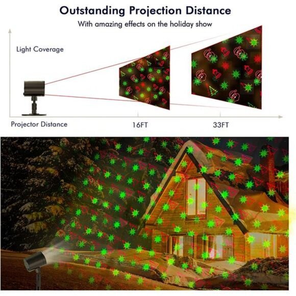 Christmas Projector Lights Outdoor, Waterproof Christmas Lights (Red and Green) - Picture 6 of 6